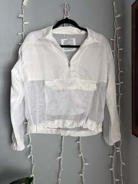 Angel Kiss White Mesh Quarter-Zip Lightweight Windbreaker Jacket